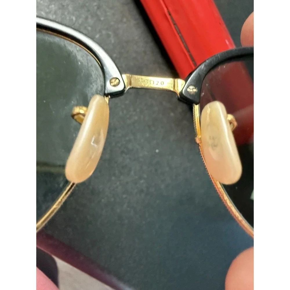 Vintage Ray-Ban Clubmaster Sunglasses Black Gold 53-20 Made in Italy